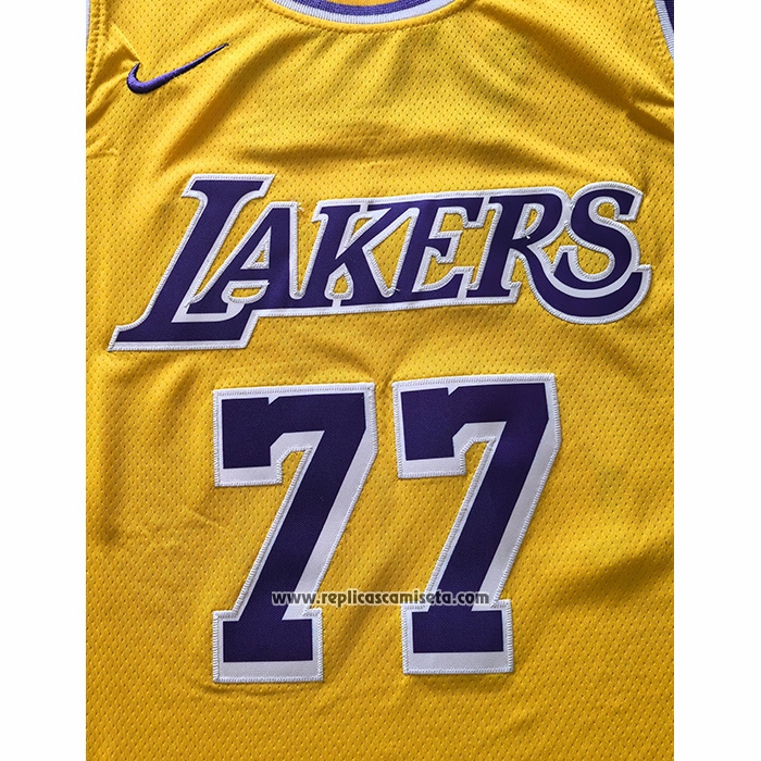 Camiseta Los Angeles Lakers Luka Doncic NO 77 Icon 2024-25 Amarillo
